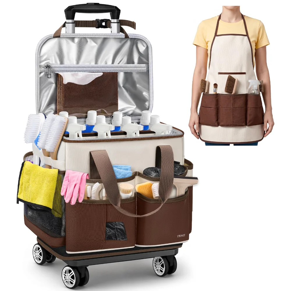 YTONET Rolling Cleaning Caddy, four spinner wheels