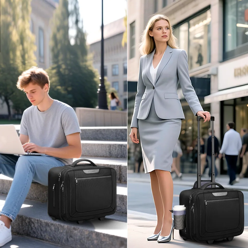 YTONET 17.3-inch Rolling Laptop Bag, with cup holder, view 2