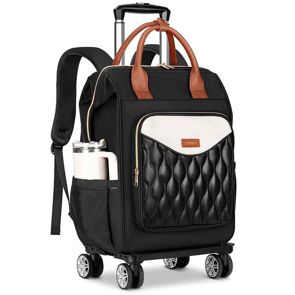 YTONET 15.6-inch Rolling Backpack, four spinner wheels
