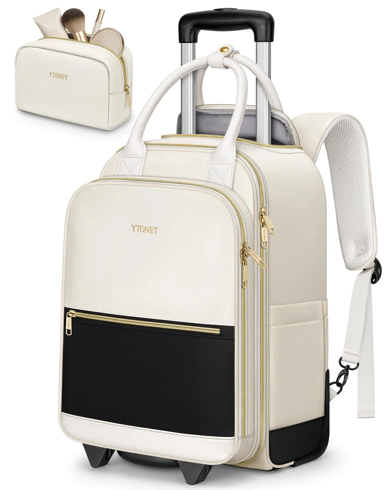 YTONET 15.6-inch Rolling Backpack, 17.2 × 13.2 × 7.5 in