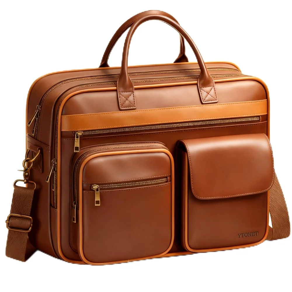 YTONET 15.6-inch PU Leather Messenger Bag